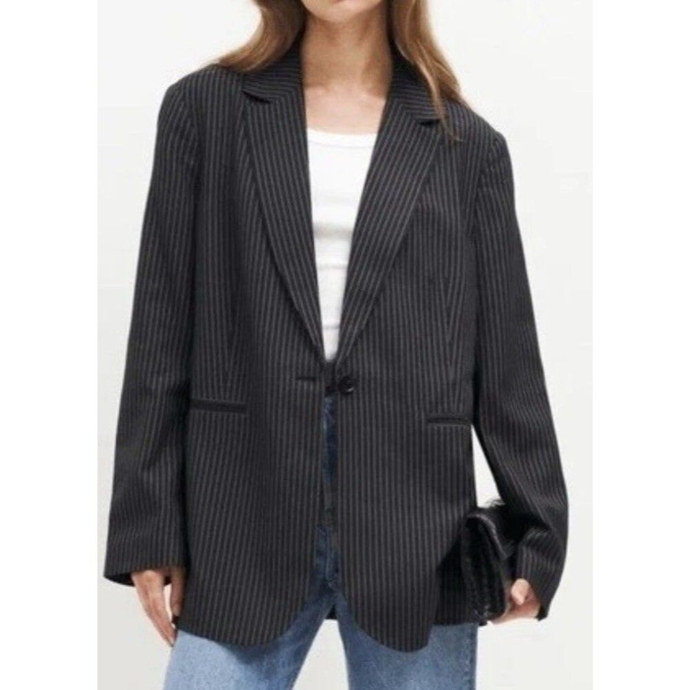Reformation Women’s Black and White Classic Relaxed Blazer Jacket Size XL NEW